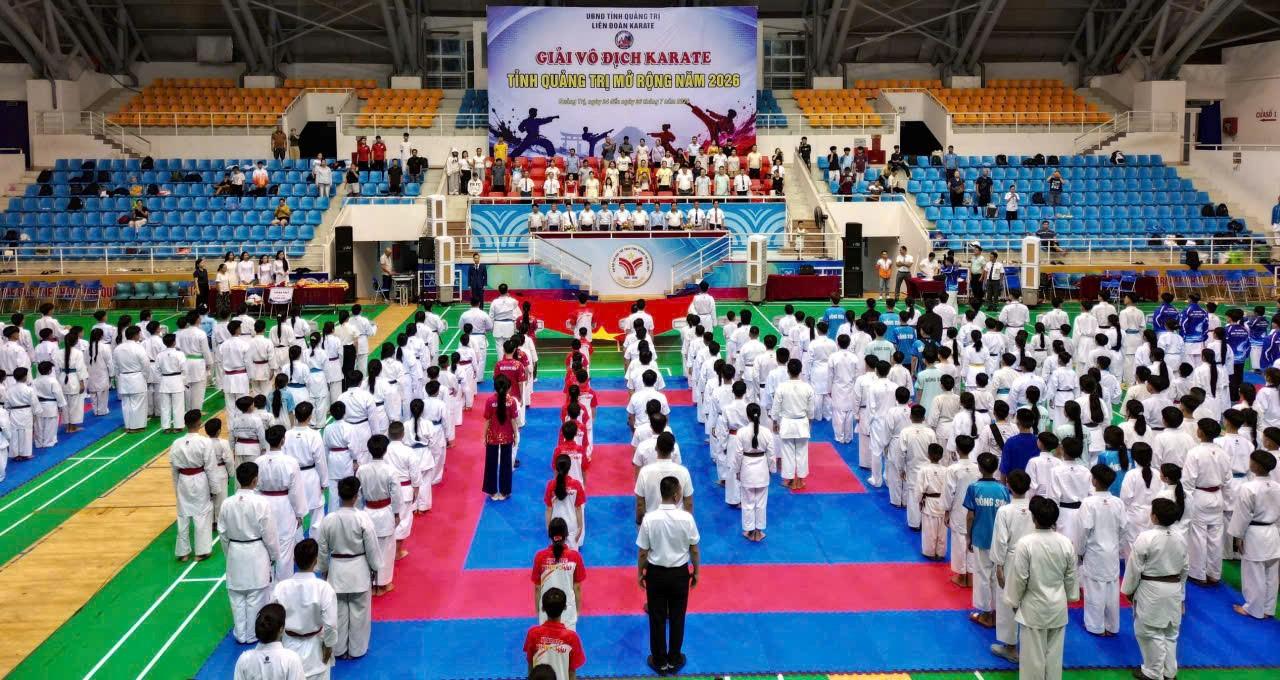 Gần 800 vận động viên tham dự Giải vô địch Karate tỉnh Quảng Trị mở rộng năm 2026